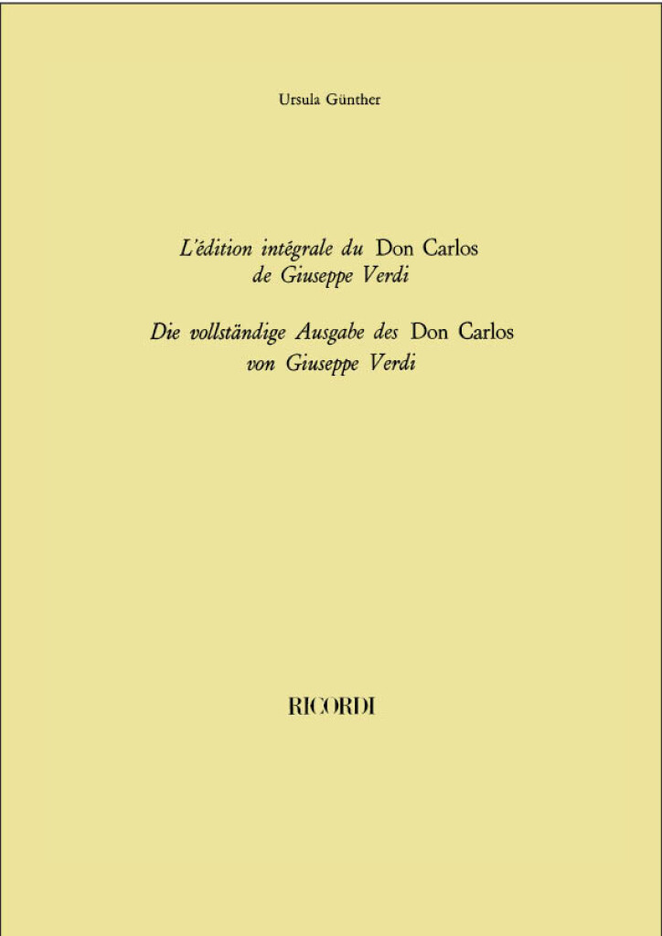 Don Carlos Di Verdi. Prefazione All'Ed. Integrale